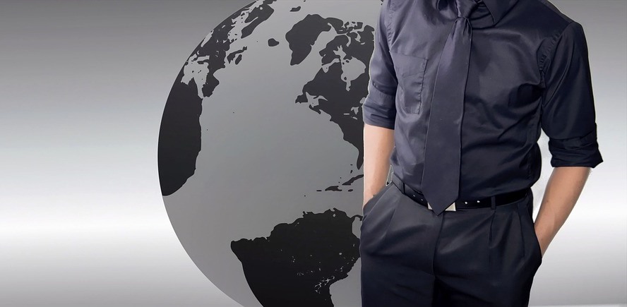 man and globe